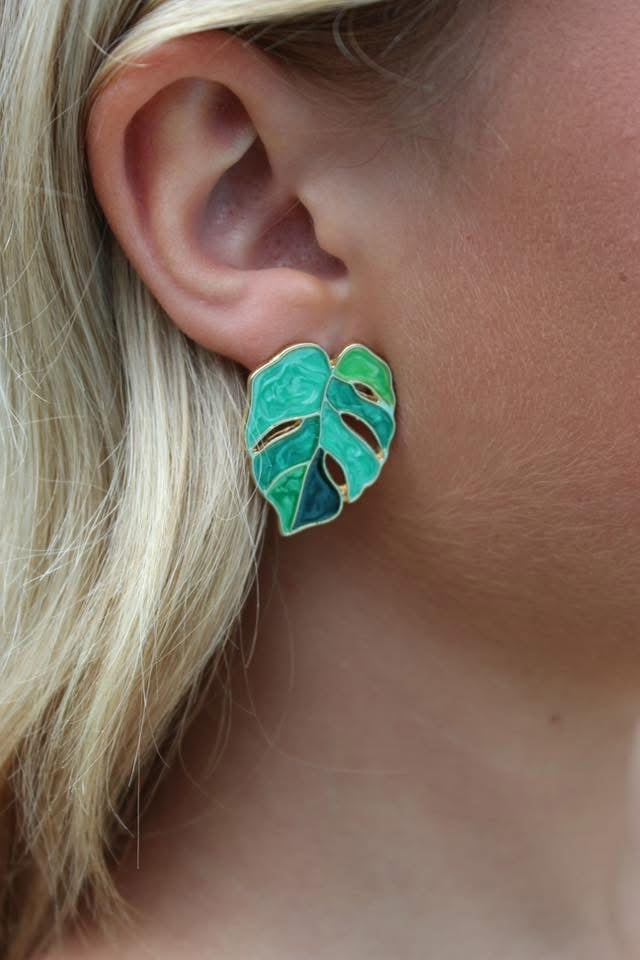 Green Leaf Earrings