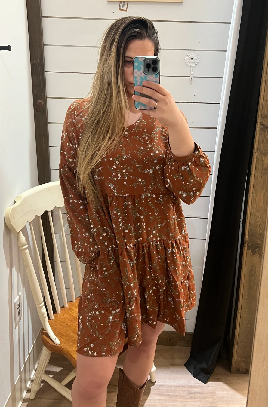 Sugar Almond Tiered Dress with Pockets