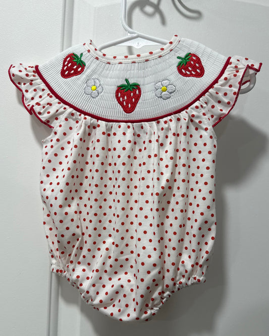 Strawberry Smocked Onesie
