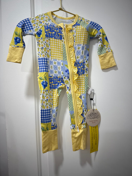 Kids Bamboo Ruffled Zippy - Lemon Blueberry