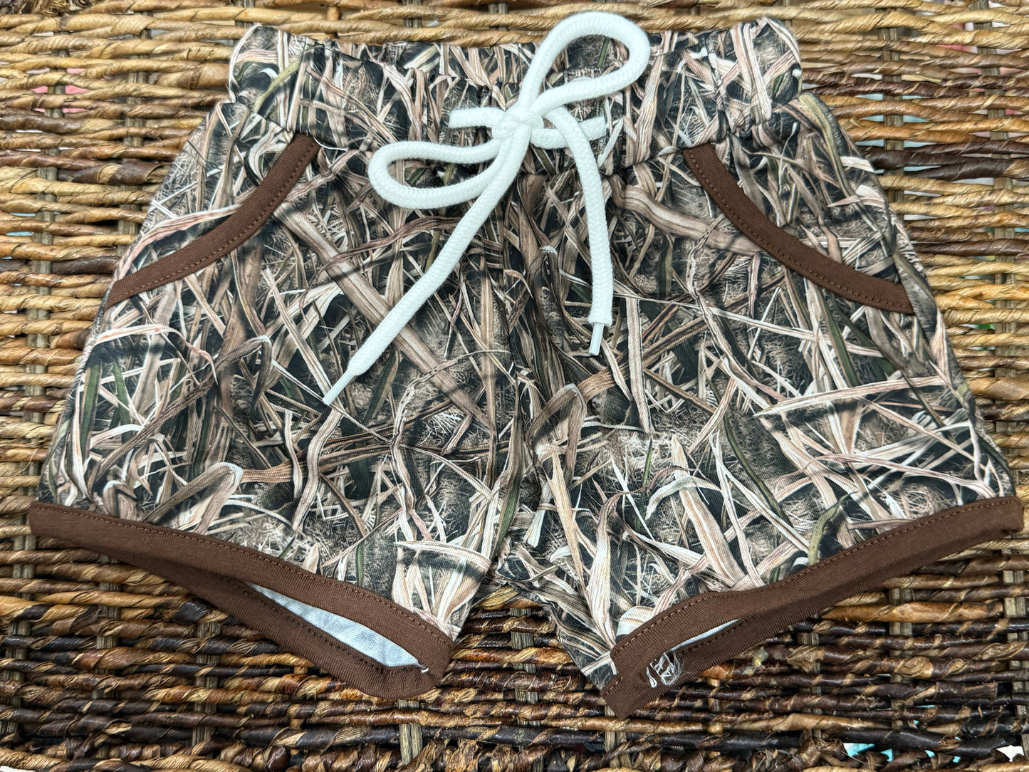 Kid's Drawstring Camo Shorts Brown Edge