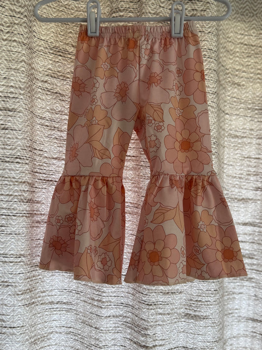 Girls Bell Bottom Pants - Light Floral