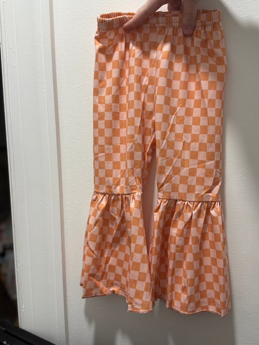 Girls Bell Bottom Pants - Check