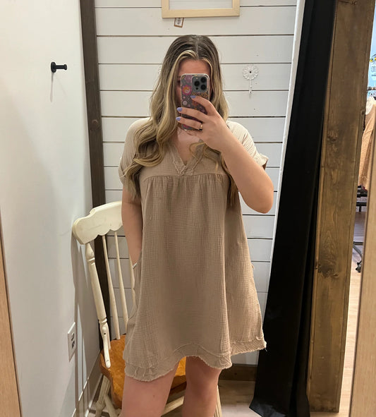 Gauze Dress - Light Mocha
