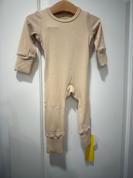 Kids Ribbed Bamboo Pajamas - Beige