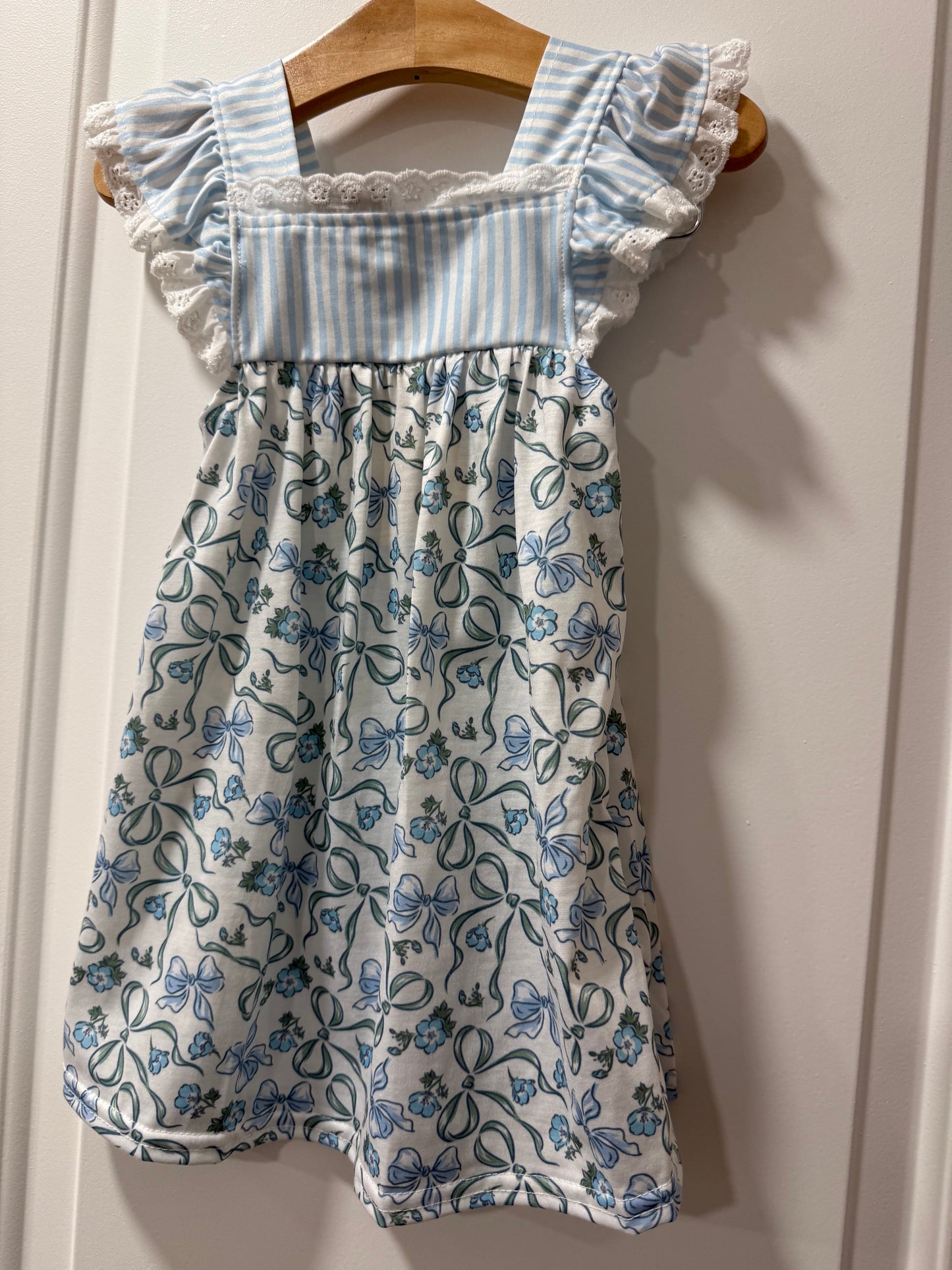 Blue Flowers and Bows - Kids Dress